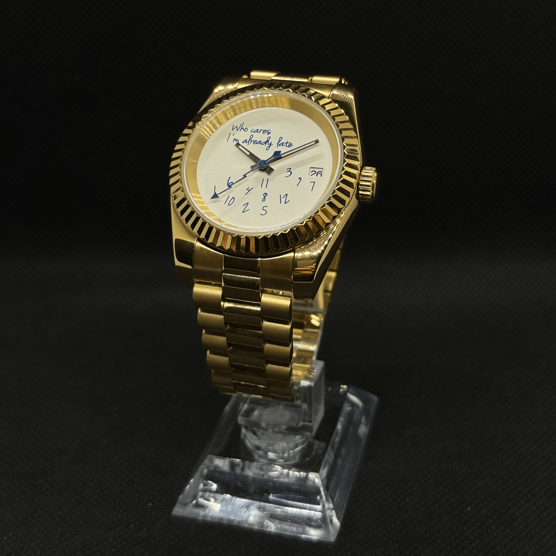 Seiko Datejust Who Cares Gold Mod - White - Tempus Mods