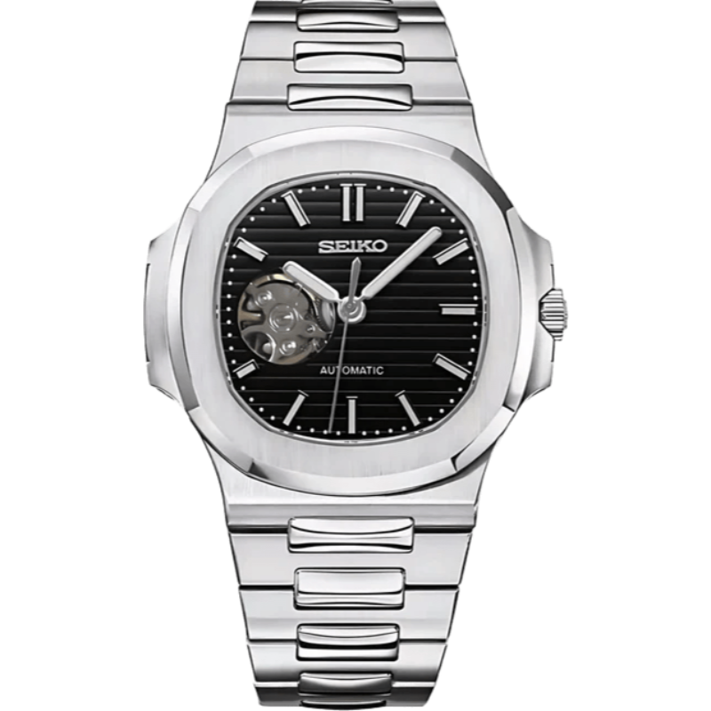 Seiko Nautilus Open Heart Mod - Black - Tempus Mods