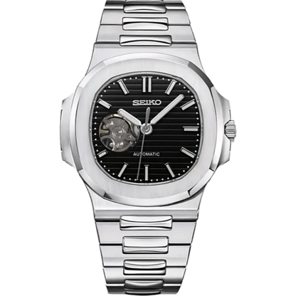 Seiko Nautilus Open Heart Mod - Black - Tempus Mods