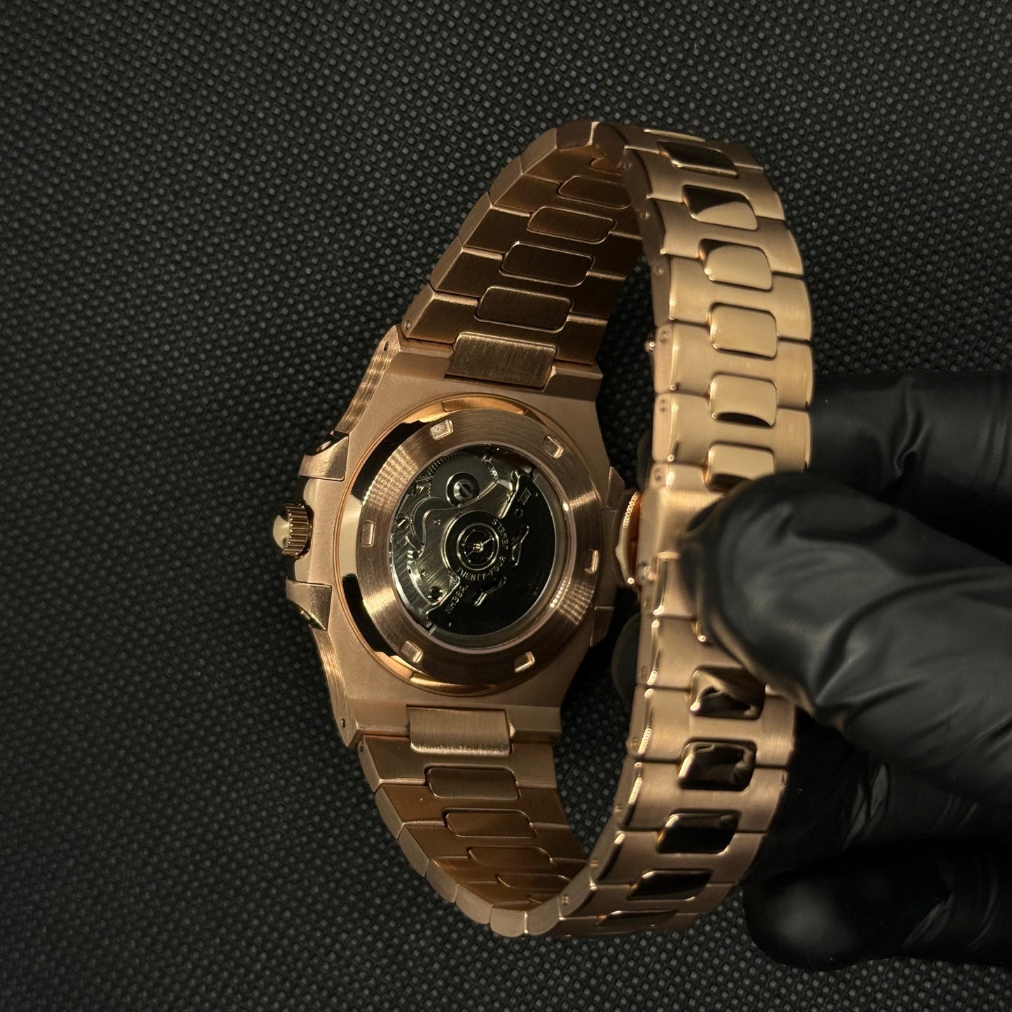 Seiko Nautilus Rose Gold Open Heart Mod - Chocolate - Tempus Mods