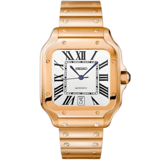 Seiko Santos Rose Gold Mod - White - Tempus Mods