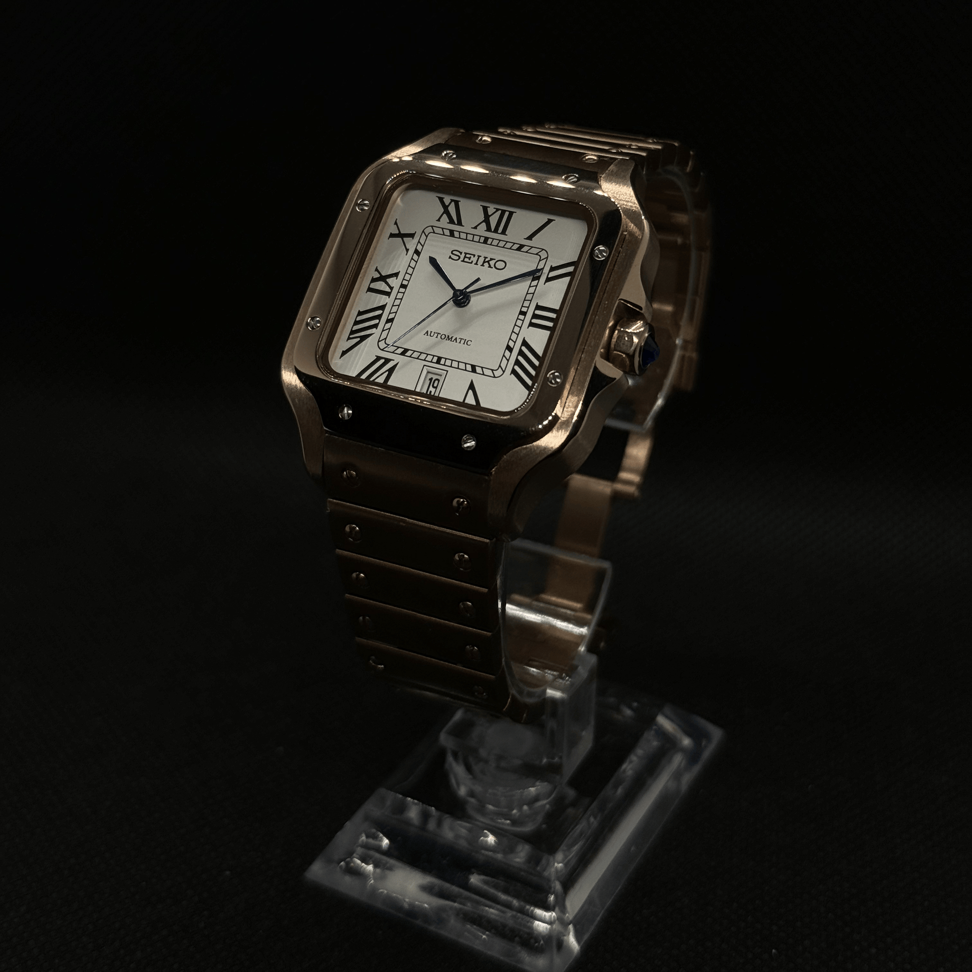 Seiko Santos Rose Gold Mod - White - Tempus Mods