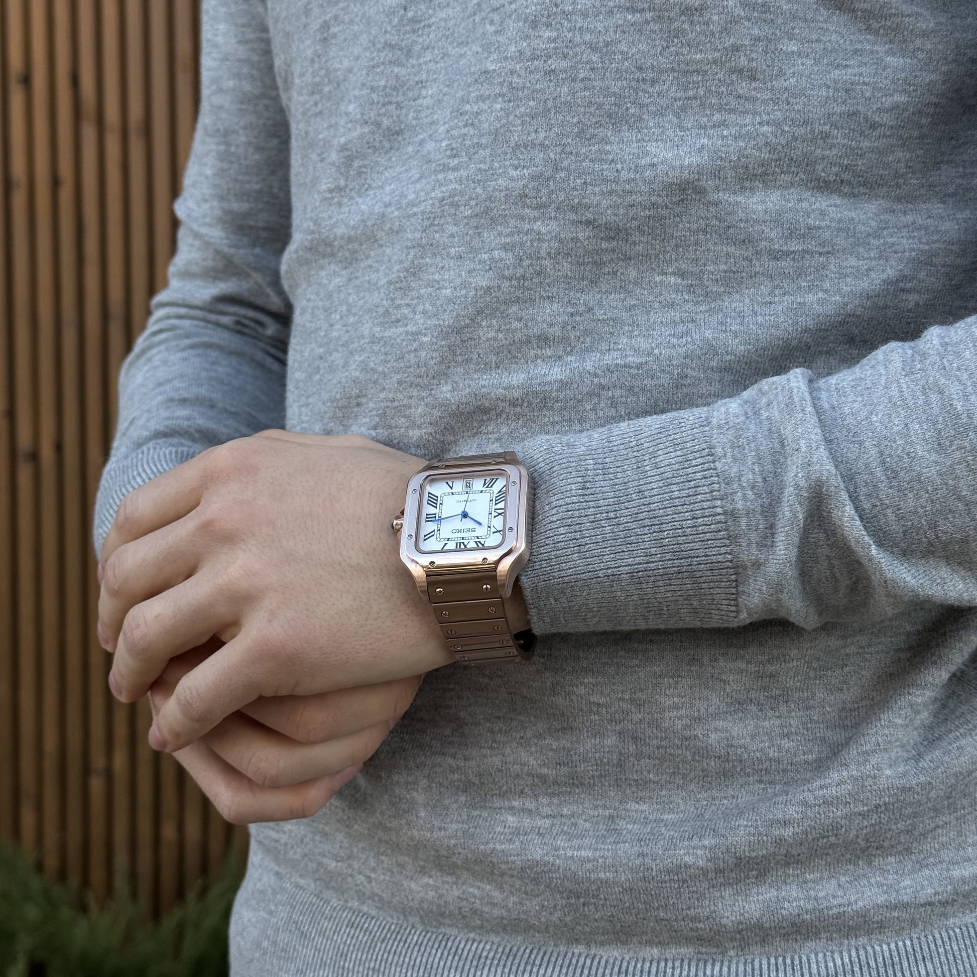 Seiko Santos Rose Gold Mod - White - Tempus Mods
